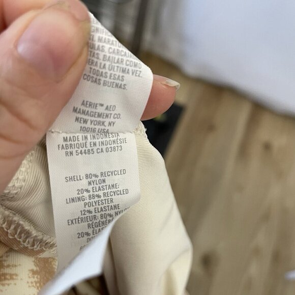 NWOT Aerie Animal Print Wrap One Piece Swimsuit Bathing Suit Tan size Medium - Picture 7 of 8